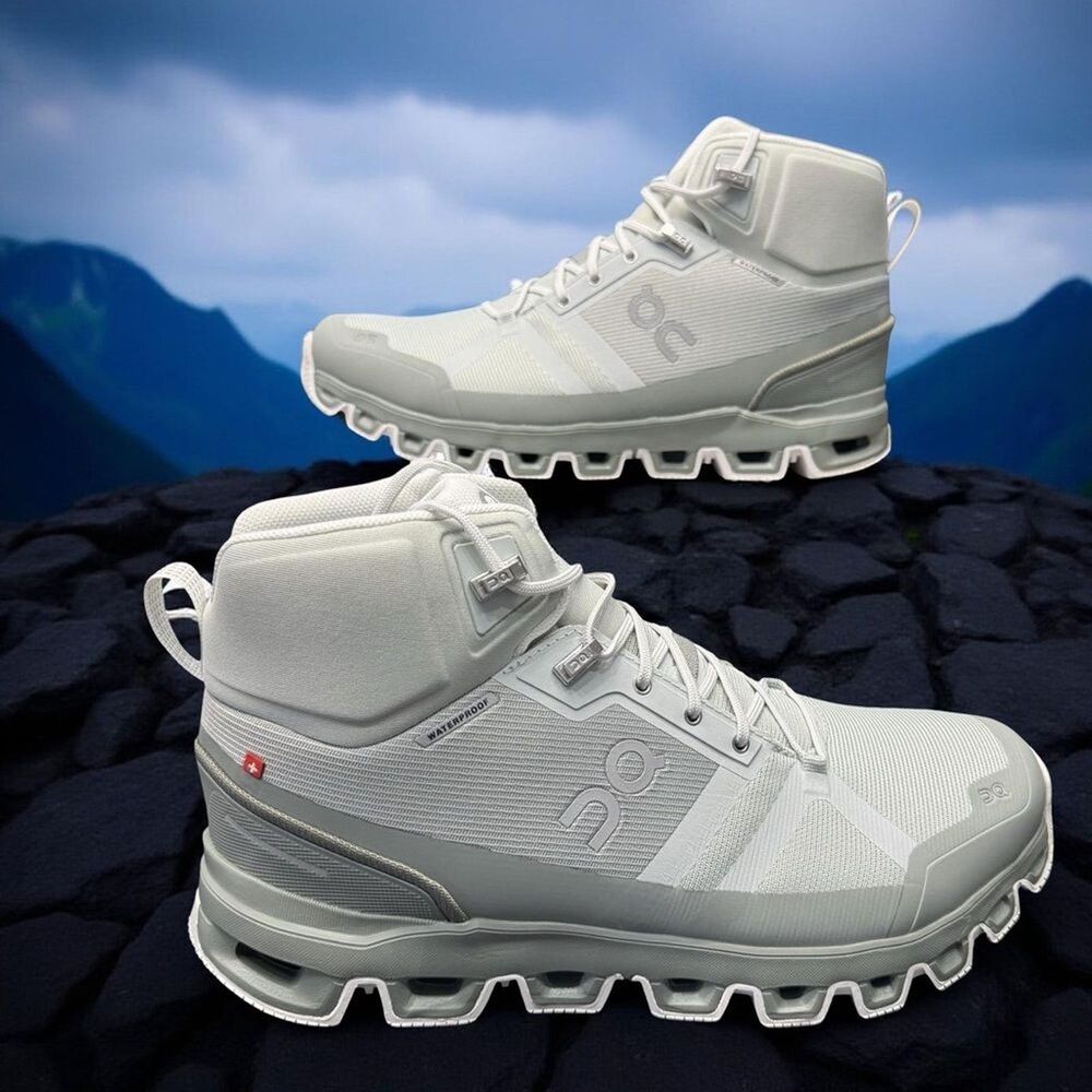 On Cloud Cloudrock Low Waterproof Hiking Shoes Womens 9.5 Gray Alloy Ice BNIB